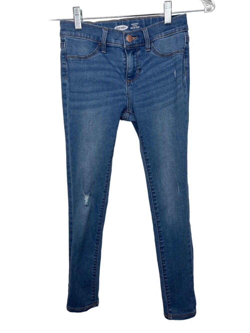 Old Navy Girls 10 Rockstar Jeggings Blue Skinny Stretch Jeans Distressed